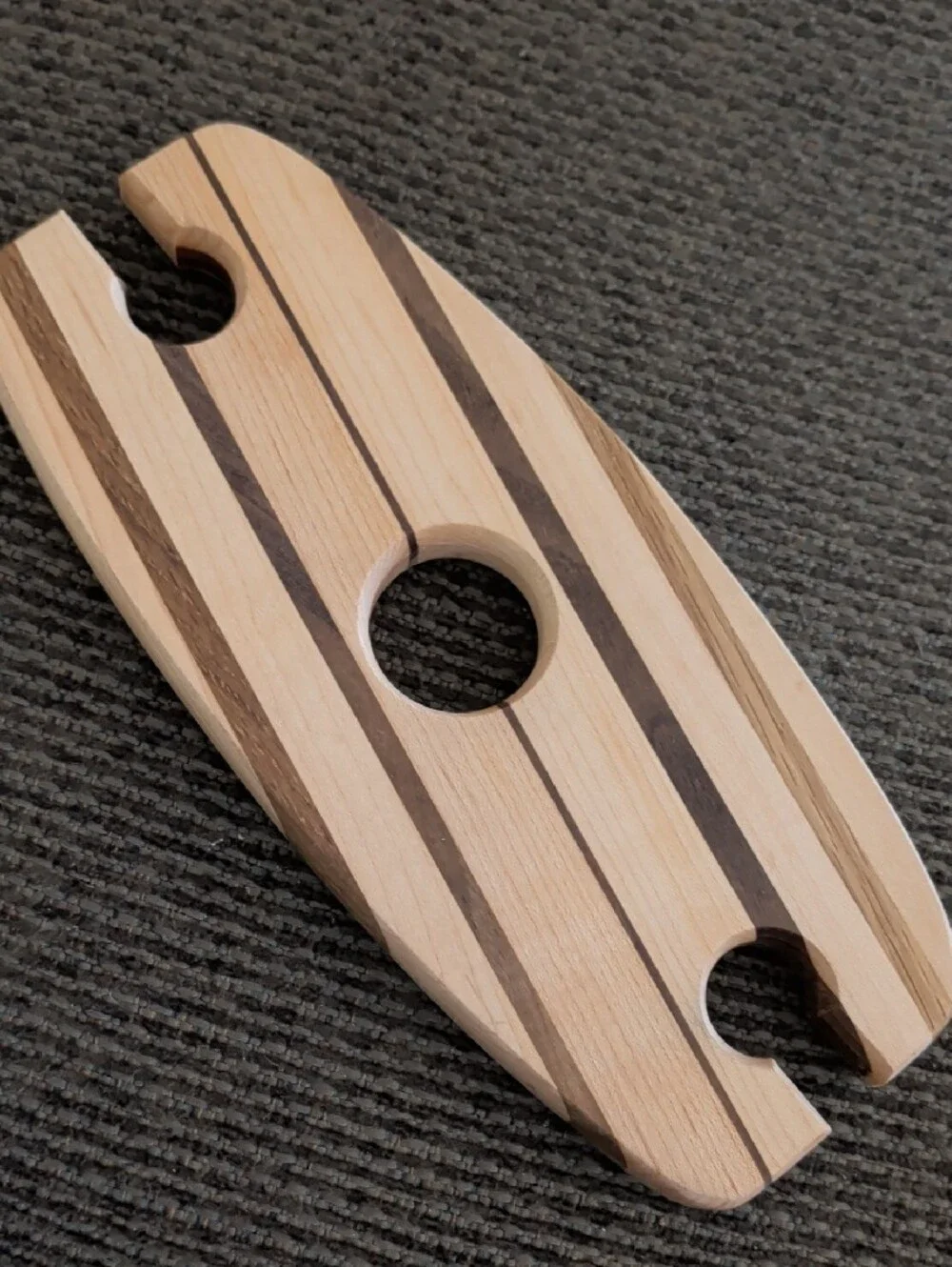 Striped Wooden Bottle and Glass Serving Board - Natural Wood